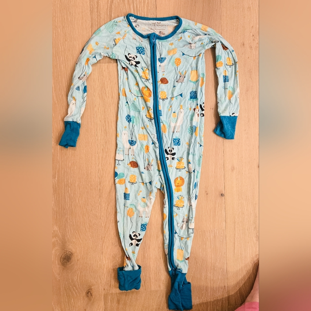 Little Sleepies Birthday Animals EUC 18-24m